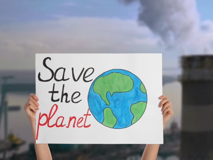 "Save the planet" avec une illustration de la Terre